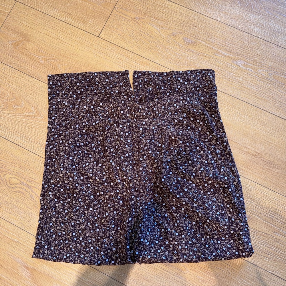 Jennifer Moore Brown floral wide leg pants with back elastic band 6P